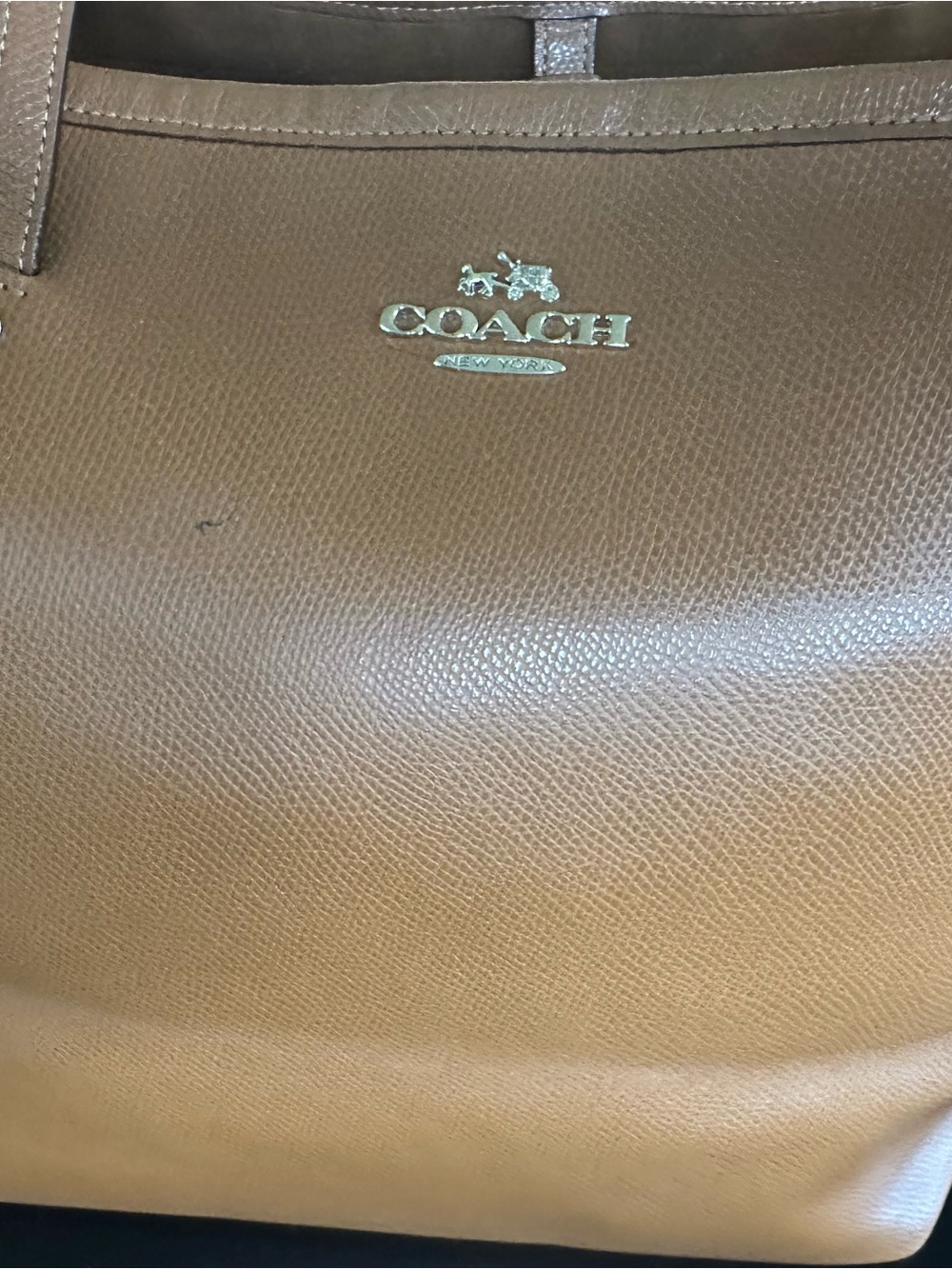 Coach Cognac Leather Street Tote with Gold Logo - Picture 5 of 15